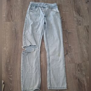 Light Blue Distressed Princess Polly Jeans Asymmetrical Size 2